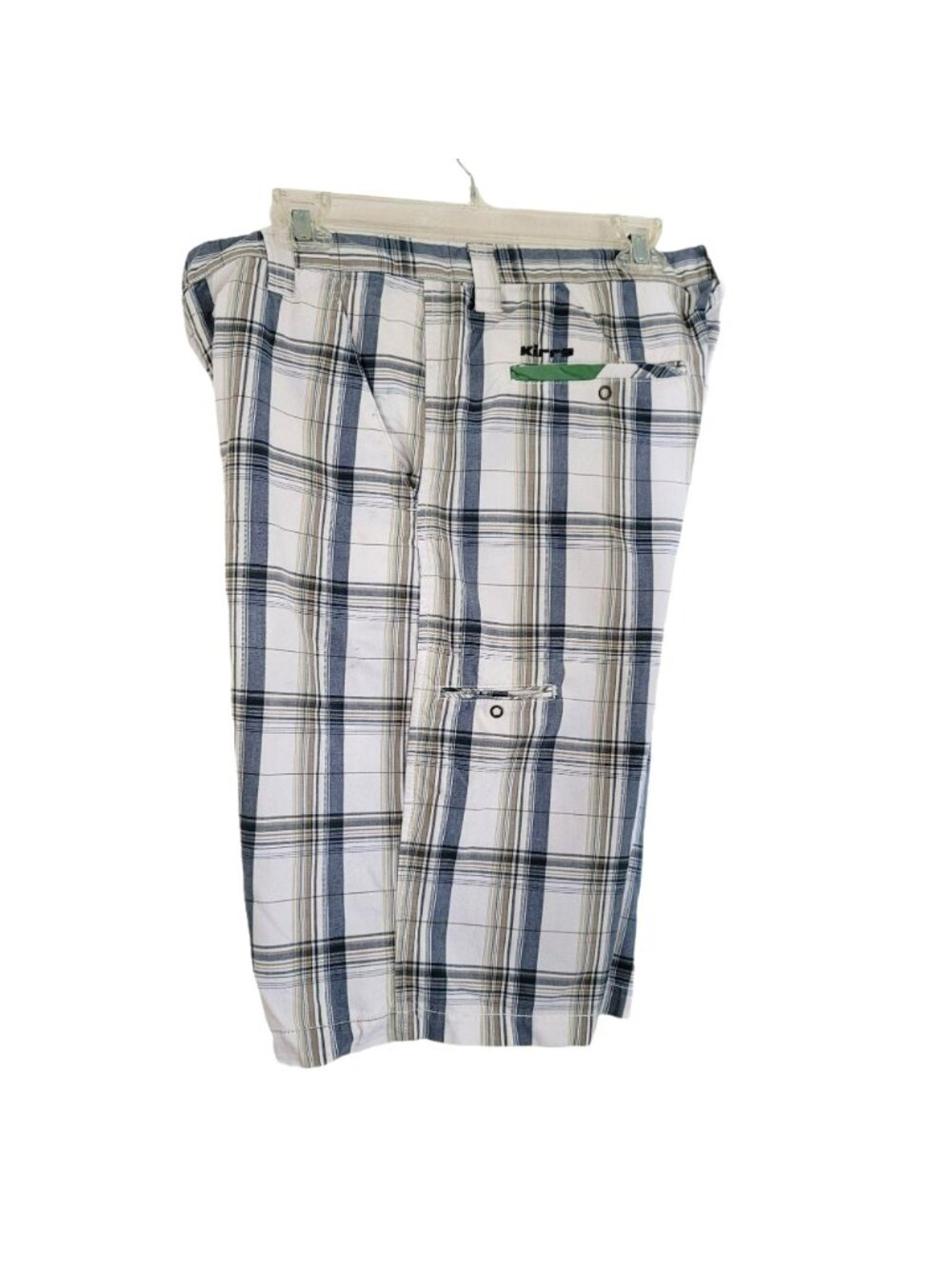 Kirra Golf Shorts Men's Plaid Bermuda White Blue Tan Plaid Cotton Size 34 LH8041 - Picture 6 of 6